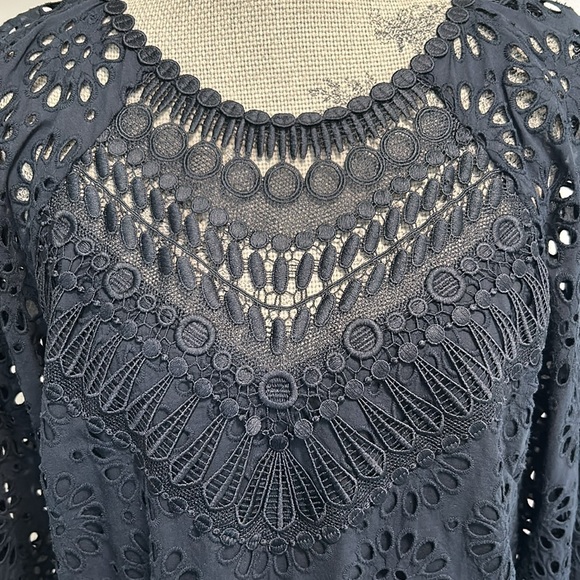 Lilly Pulitzer Priscilla Long Sleeve Black Eyelet Dress Sz 14 - Picture 3 of 12